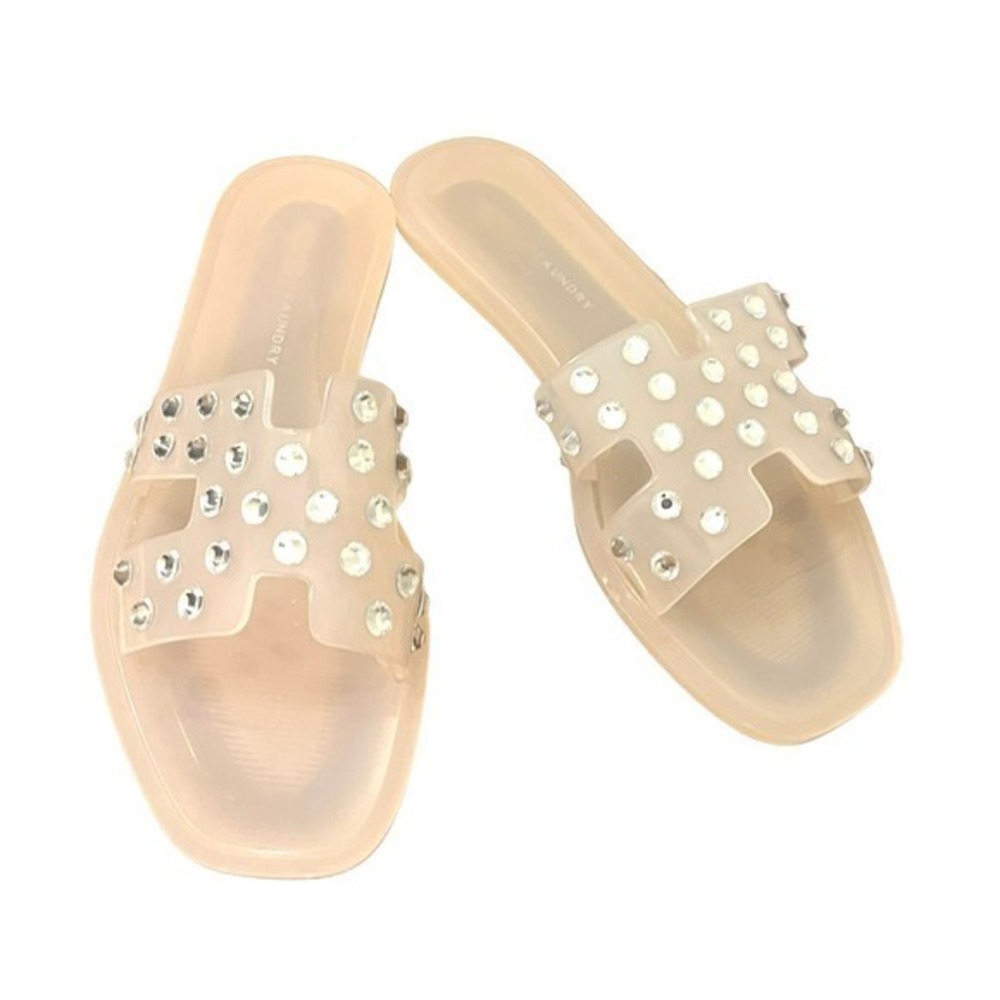 Chinese Laundry Charli Women's Slide Sandal Size 7 Light Pink Clear Stone Accent